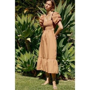 Faithfull the Brand Bloom Midi Dress Plain Hazelnut